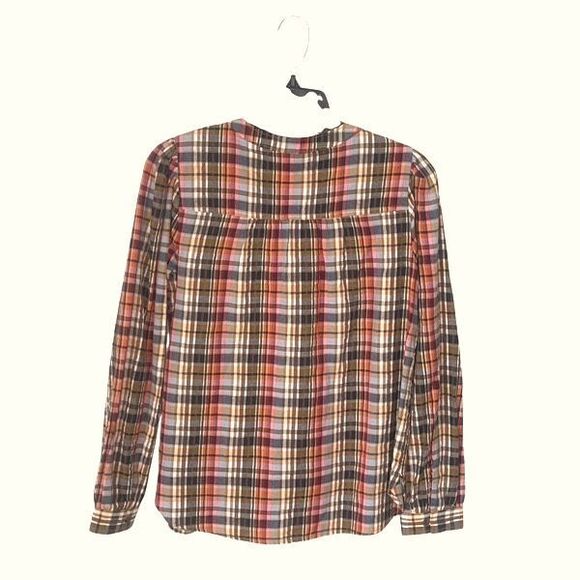 Pilcro Womens Plaid Tie Neck Button Front Long Sleeve Blouse Multicolor Small - Picture 6 of 11